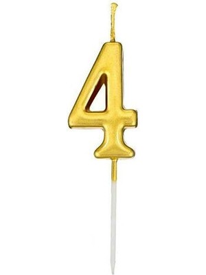 Dizayn Parti Evi Rakamlı Mum 4 - Gold