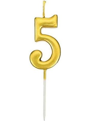 Dizayn Parti Evi Rakamlı Mum 5 - Gold