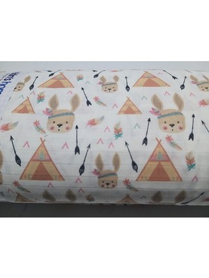 Baby Meva Çok Amaçlı Müslin Örtü 01-Tavşanlı 100X100 cm Bebek & Çocuk & Yeni Doğan Müslin Battaniye, Müslin Bez