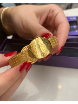 Best My Silver 925 Ayar Gümüş Gold  5 Sıra Tuğralı Hasır Bileklik