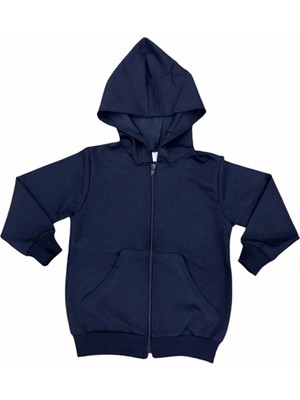 Karınca Erkek Çocuk Tek Renk Kapşonlu Fermuarlı Içi Şardonlu Kışlık Sweat