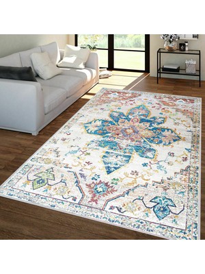 Rovigo Home Dijital Baskı Yıkanabilir Kaymaz Taban Salon Halısı Rvg1396-Hy-1045