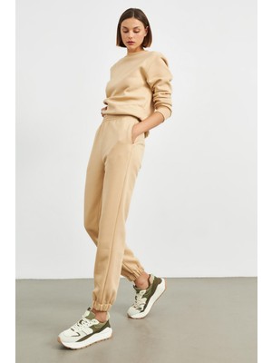 Stella Pulvis Ekru Beli Lastikli Jogger Eşofman Altı