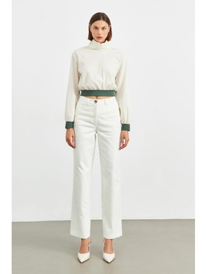 Stella Pulvis Krem 5 Cepli Yüksek Bel Boru Paça Pantolon