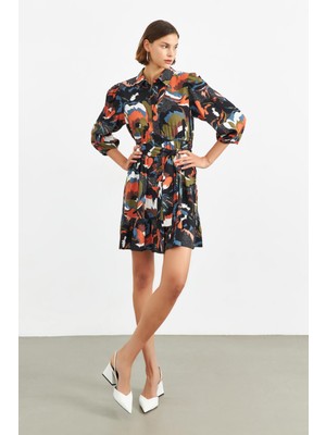 Stella Pulvis Çok Renkli Desenli Truvakar Kol Mini Elbise