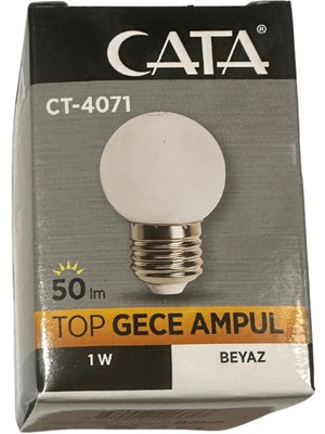 Cata CT-4071 1W (Beyaz Işık) E27 Duylu Top Gece LED Ampul (4 Adet)