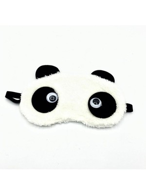 Shopiolog Unisex Beyaz Peluş Panda Uyku Bandı
