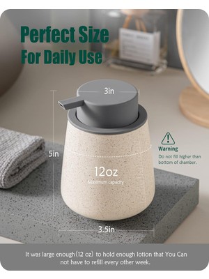 Jingyikeji Sabunluk 12 Oz - Gri Çıkarılabilir Pompalı Seramik Sıvı El Sabunu Dispenseri, Banyo ve Mutfak Için Doldurulabilir Modern Bulaşık Sabunu Dispenseri, Benekli Mat Bej (Yurt Dışından)