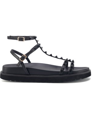 Nine West Tevr 3fx Siyah Kadın Kalın Taban Sandalet