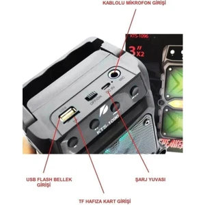 Outdoor Parti Hoparlörü Gri Bluetooth Hoparlör 3 Inç × 2 Kablosuz Speaker Radyo-Usb-Tf Giriş