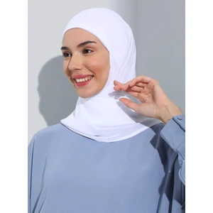 ST103-BONELİ Şifon Oval Eşarp 02 Beyaz - Beyaz - Ecardin