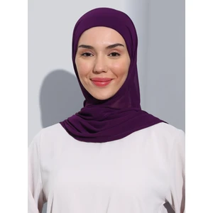ST103-BONELİ Şifon Oval Eşarp 19 Mor - Mor - Ecardin