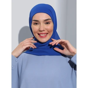 ST103-BONELİ Şifon Oval Eşarp 14 Saks - Saks Mavisi - Ecardin