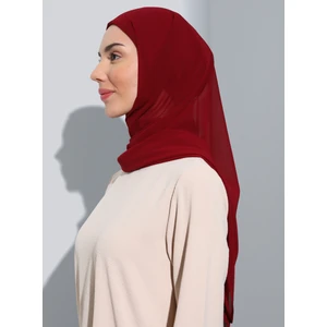 ST103-BONELİ Şifon Oval Eşarp 06 Bordo - Bordo- Ecardin