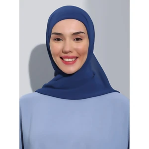 ST103-BONELİ Şifon Oval Eşarp 41 Indigo Mavi- Indigo - Ecardin