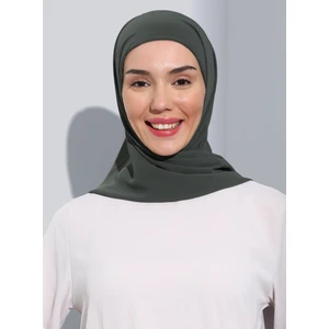 ST103-BONELİ Şifon Oval Eşarp 26 Haki - Haki- Ecardin