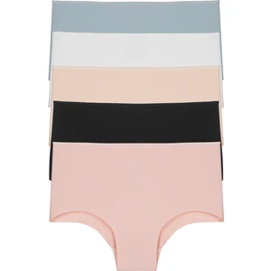 Kadın Külot Yüksek Bel Lazer Kesim Esnek Iz Yapmayan Büyük Beden 5'li Paket Mavi