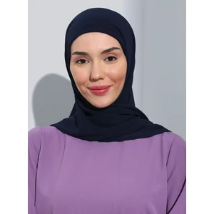 ST103-BONELİ Şifon Oval Eşarp 03 Lacivert - Lacivert - Ecardin