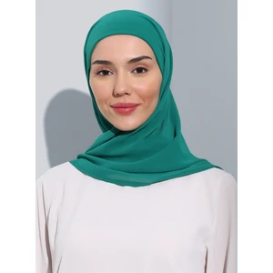 ST103-BONELİ Şifon Oval Eşarp 22 Benetton - Yeşil- Ecardin