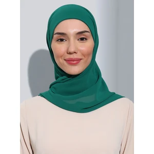 ST103-BONELİ Şifon Oval Eşarp 73 Koyu Zümrüt- Zümrüt Yeşili - Ecardin