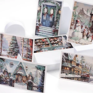 6lı Simli Kartpostal Seti, Yılbaşı, Kış Sokakları