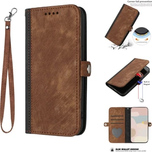 Yihang Boutique Uyumlu iPhone 15 Askılı ve Stand Fonksiyonlu Cüzdan Kapaklı Kılıf Pu Deri Kart Tutucu (Yurt Dışından)