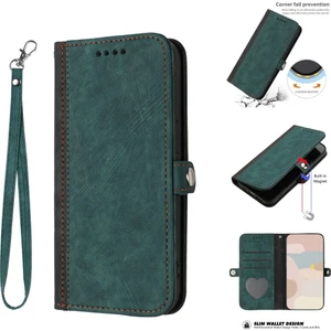 Yihang Boutique Uyumlu iPhone 15 Askılı ve Stand Fonksiyonlu Cüzdan Kapaklı Kılıf Pu Deri Kart Tutucu (Yurt Dışından)