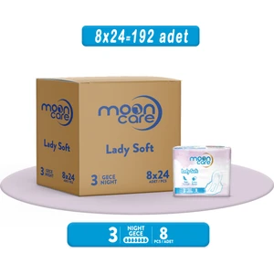 Moon Care Hijyenik Ped Lady Soft Yumuşak Gece (8 Ped x 24)