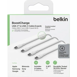 " Belkin Type-C To Type-C Örgülü Kablo 1 Metre (Ikili Paket) - Beyaz