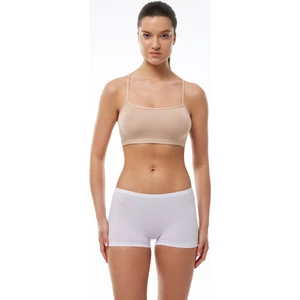 Kadın 2 Li Paket Beyaz Modal Kısa Tayt Boxer 109
