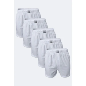 Erkek Beyaz 5 Li Geniş Kalıp Büyük Beden %100 Pamuk Battal Boxer MB2400