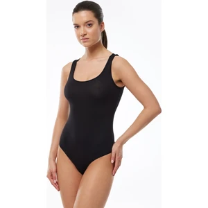 Kadın Siyah Kalın Askılı Modal Çıtçıtlı Body 135