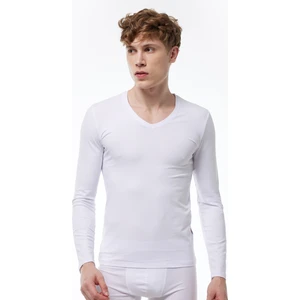 Erkek Beyaz V Yaka Uzun Kollu Modal Body 059