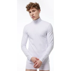 Erkek Beyaz Tam Balıkçı Yaka Uzun Kol Likralı Modal Body 063