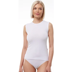 Kadın Beyaz Yuvarlak Yaka Kolsuz Modal Body 1048