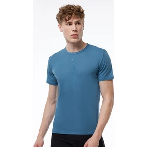 Erkek Mavi Düğmeli Yaka İnce Modal Yaz Serinliği Tshirt 083