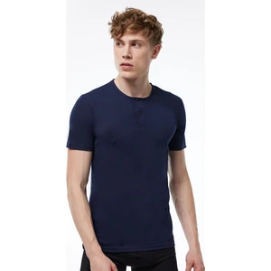 Erkek Lacivert Düğmeli Yaka İnce Modal Yaz Serinliği Tshirt 083