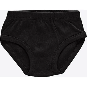 Erkek Çocuk Siyah 12 Li Paket %100 Pamuk Ribana Slip Külot 203-E