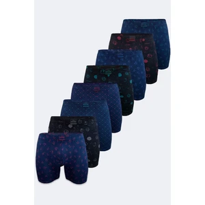 Erkek Desenli 8 Li Paket Modal Uzun Boxer 8 Adet 8M250