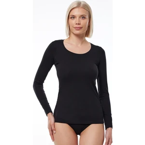 Kadın Siyah Açık Yuvarlak Yaka Uzun Kollu Modal Body 1038