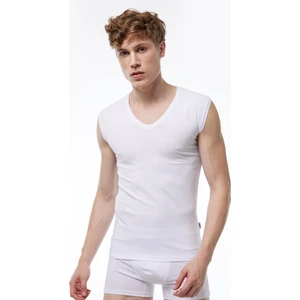Erkek Beyaz V Yaka Kolsuz Modal Body 064