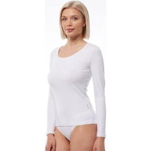 Kadın Beyaz Açık Yuvarlak Yaka Uzun Kollu Modal Body 1038