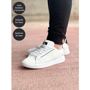 Unisex Beyaz Desenli Kaymaz Taban Ortopedik Garantili Rahat Hafif Günlük Deri Yürüyüş Koşu Sneaker Spor Ayakkabı