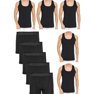 Erkek Dar Kalıp Atlet ve Boxer Set 5 Boxer 5 Atlet