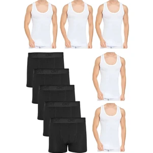 Erkek Dar Kalıp Atlet ve Boxer Set 5 Boxer 5 Atlet