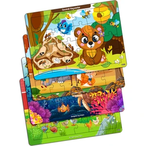 Notpa Çocuklar Için Eğitici ve Öğretici Ahşap Renkli Puzzle 4lü Set 3