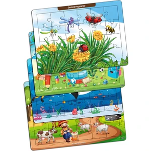 Notpa Çocuklar Için Eğitici ve Öğretici Ahşap 24 Parça Renkli Puzzle 4lü Set 4