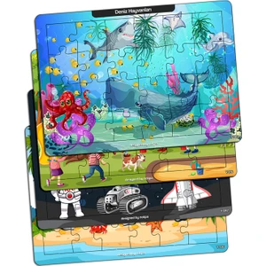 Notpa Çocuklar Için Eğitici ve Öğretici Ahşap 24 Parça Renkli Puzzle 4lü Set 9