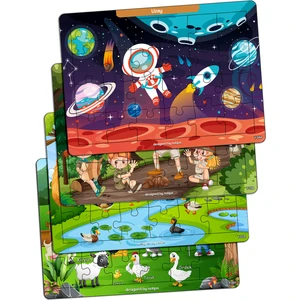 Notpa Çocuklar Için Eğitici ve Öğretici Ahşap 24 Parça Renkli Puzzle 4lü Set 7