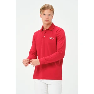 Erkek Uzun Kollu Türkiye Cumhuriyeti 100.YIL Özel Kırmızı Polo Yaka T-Shirt